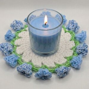 Handmade Blue and White Crochet Coaster